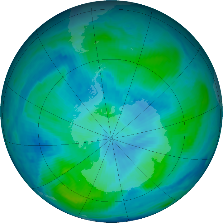 Antarctic ozone map for 25 February 1997